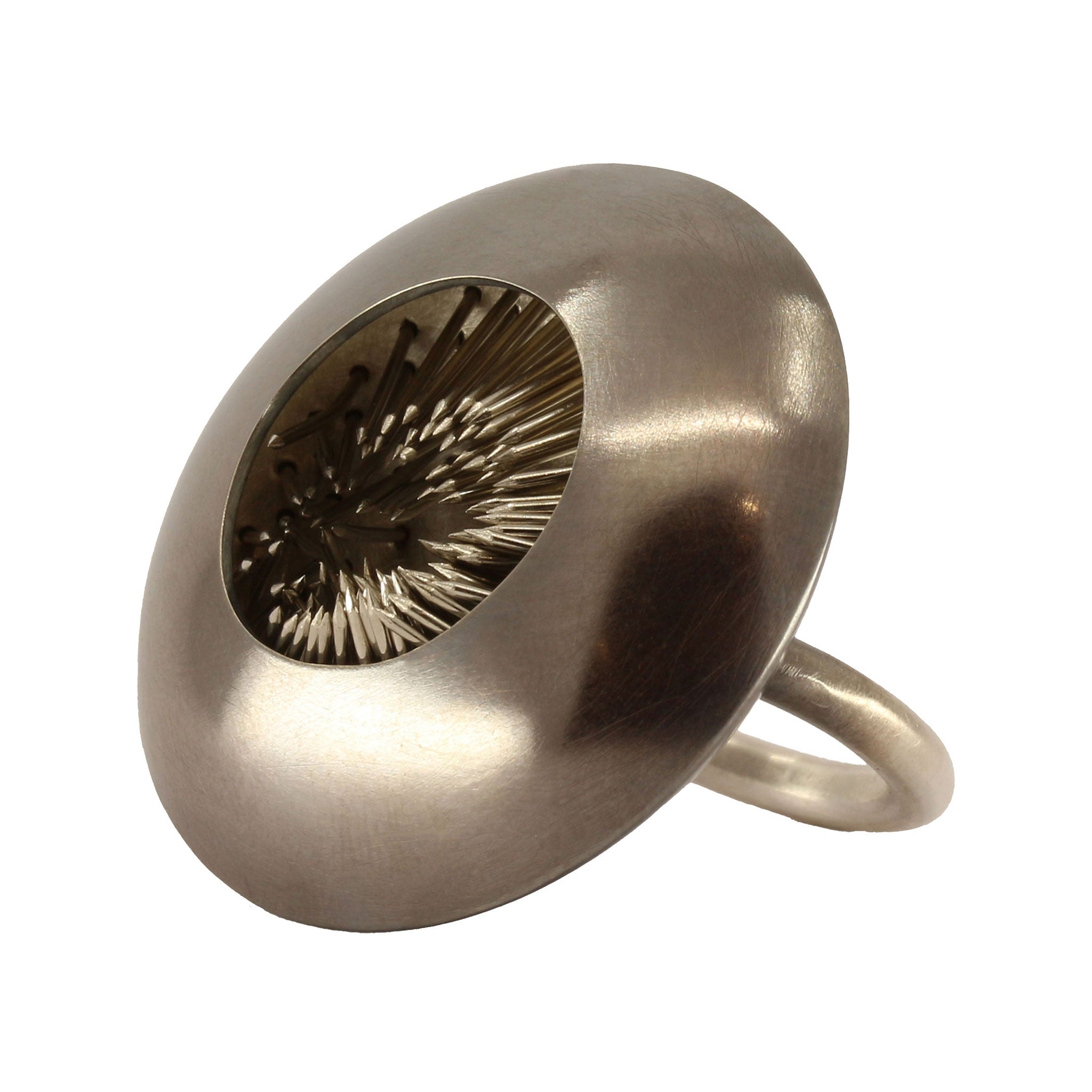 Sterling Silver and Steel H.n2 Oxidised Ring